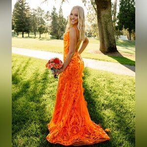Orange prom dress size XS